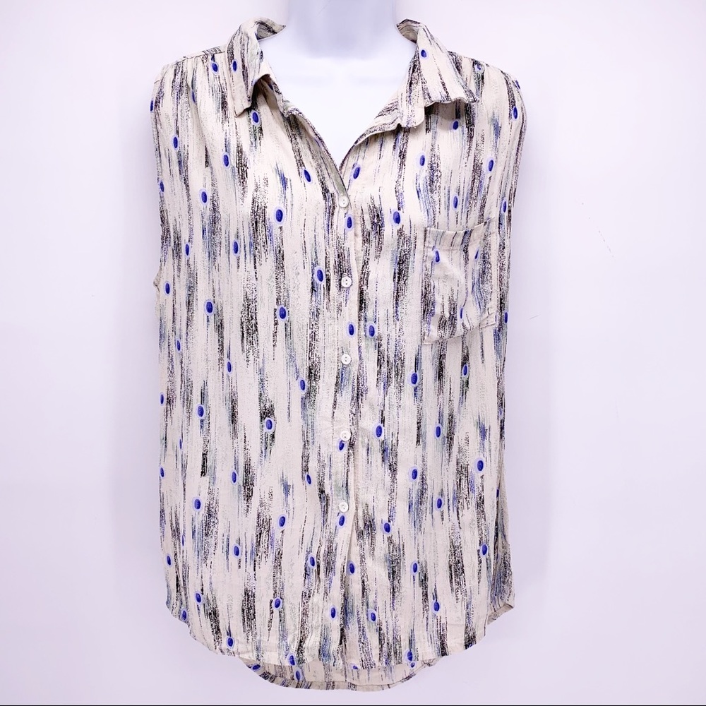 Rieley Collared Button Down Tank Top Size Large